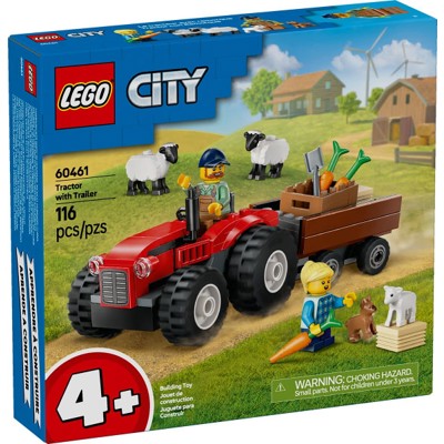 Red Farm Tractor with Trailer & Sheep - 60461