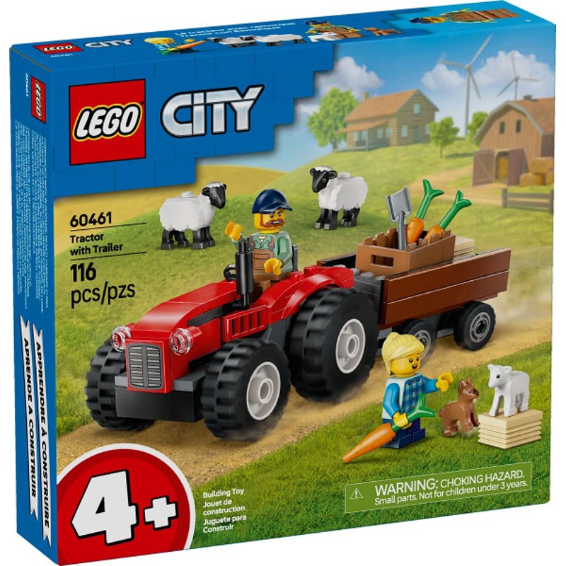 Red Farm Tractor with Trailer & Sheep - 60461